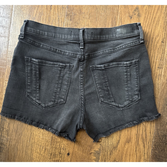 Abercrombie & Fitch Sz 27 Womens Black Denim Cut Off Jean Shorts Mid Rise - Picture 2 of 11